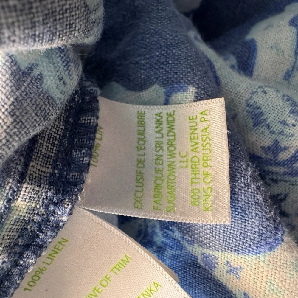 Lilly Pulitzer Linen Pants Womens Size XS Blue White Elephants 4-pocket Pull-On